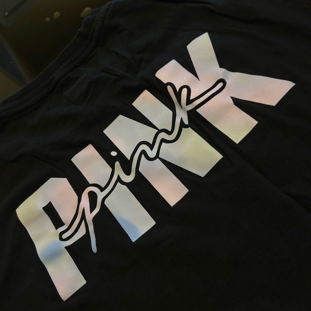 Black pastel color PINK Logo T-Shirt